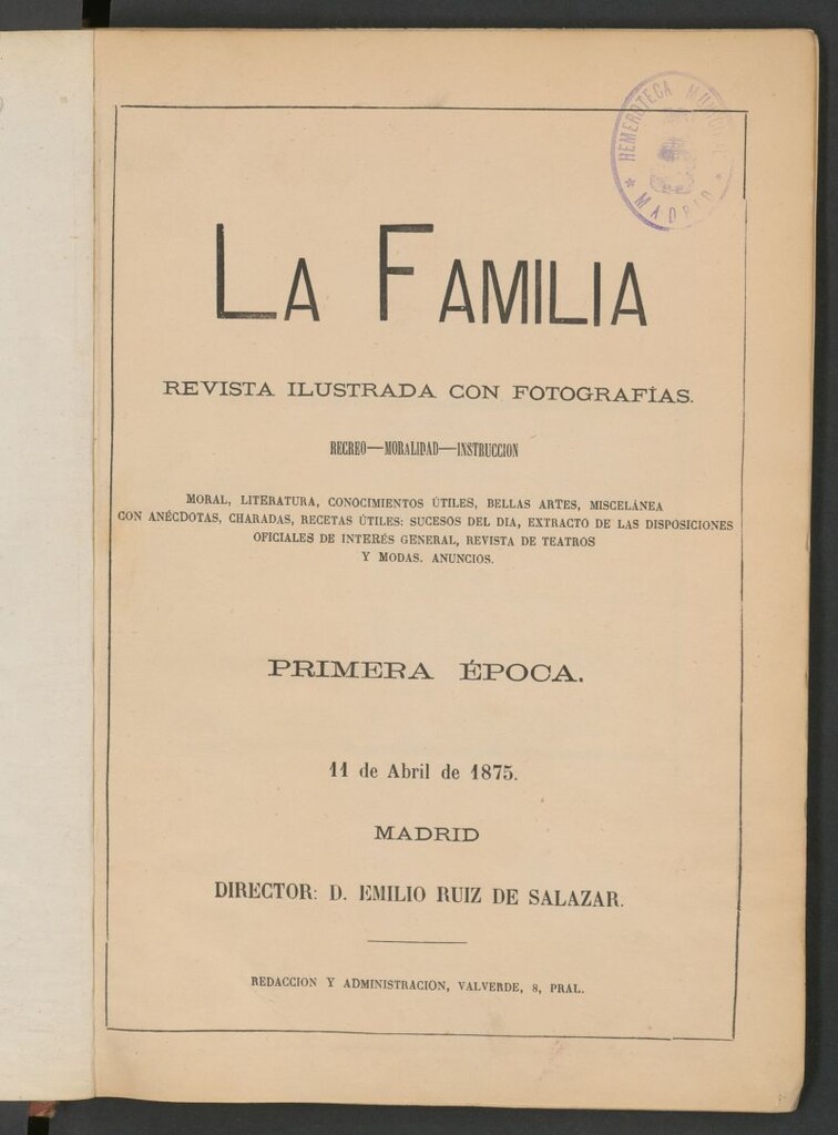 Miniatura de La Familia: revista ilustrada con fotografías