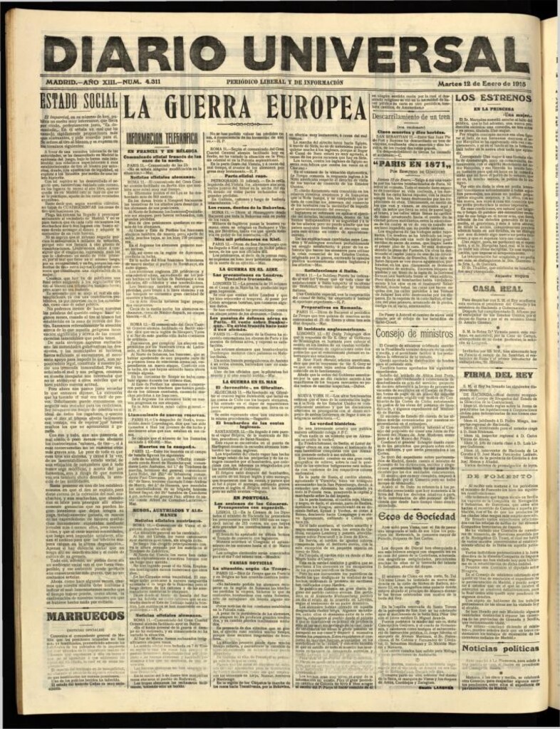 Miniatura de Diario Universal del 12 de enero de 1915