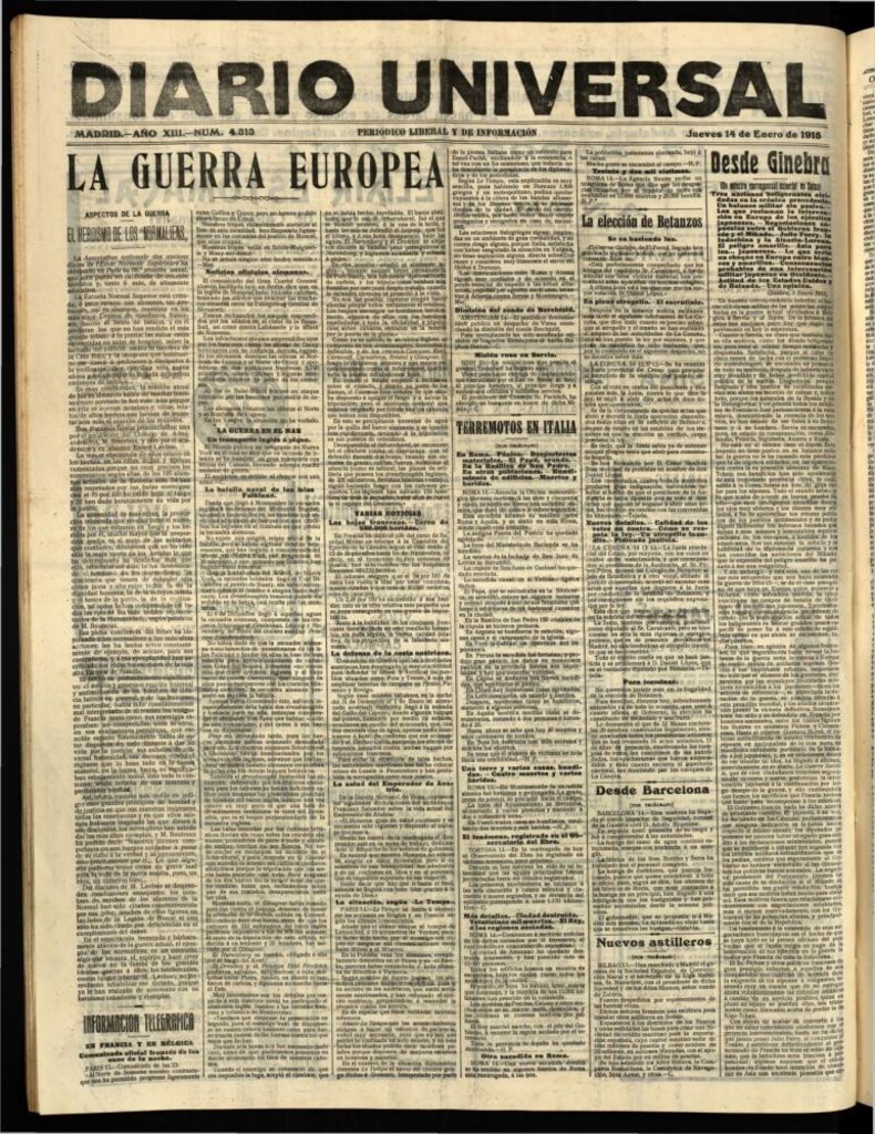 Miniatura de Diario Universal del 14 de enero de 1915