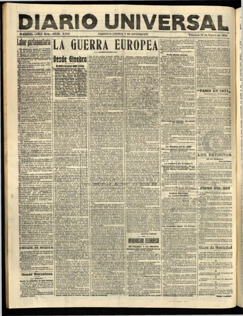 Miniatura de Diario Universal del 15 de enero de 1915