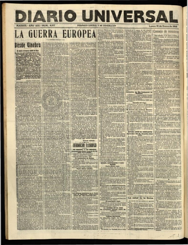 Miniatura de Diario Universal del 18 de enero de 1915