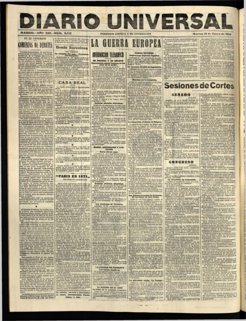 Miniatura de Diario Universal del 19 de enero de 1915