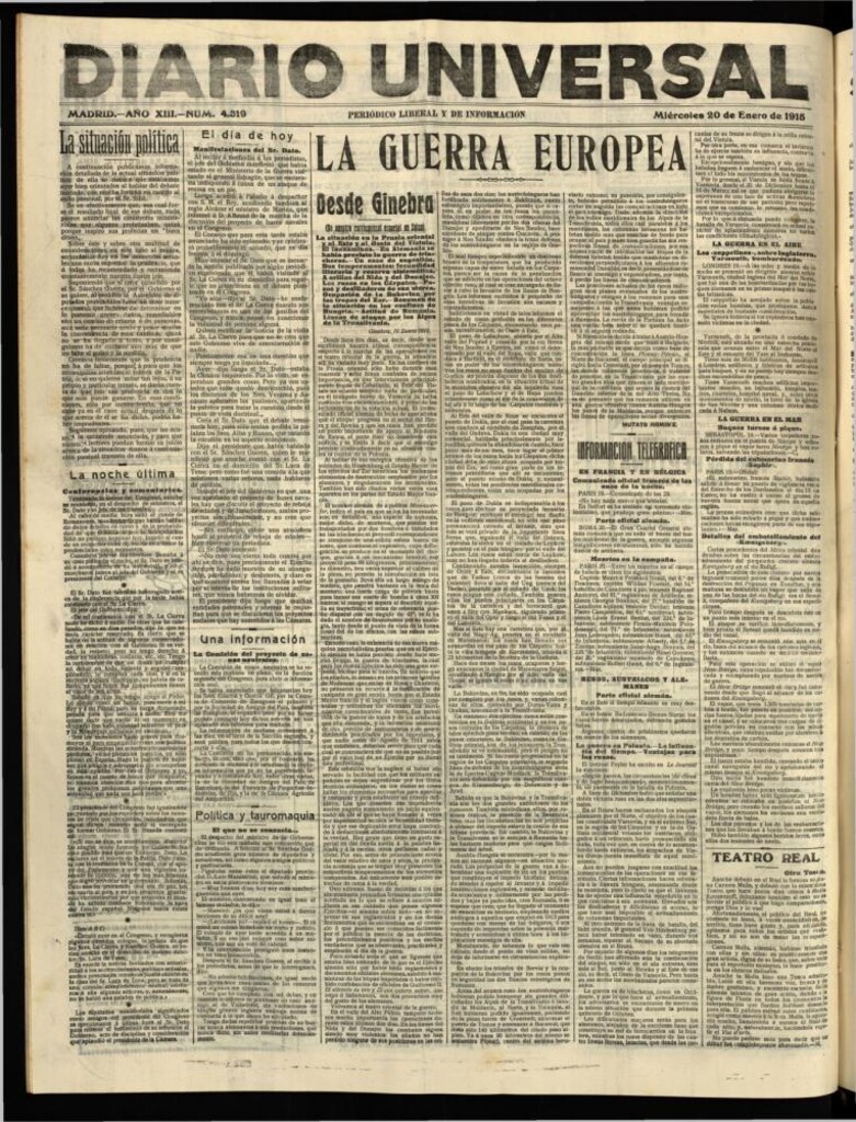 Miniatura de Diario Universal del 20 de enero de 1915