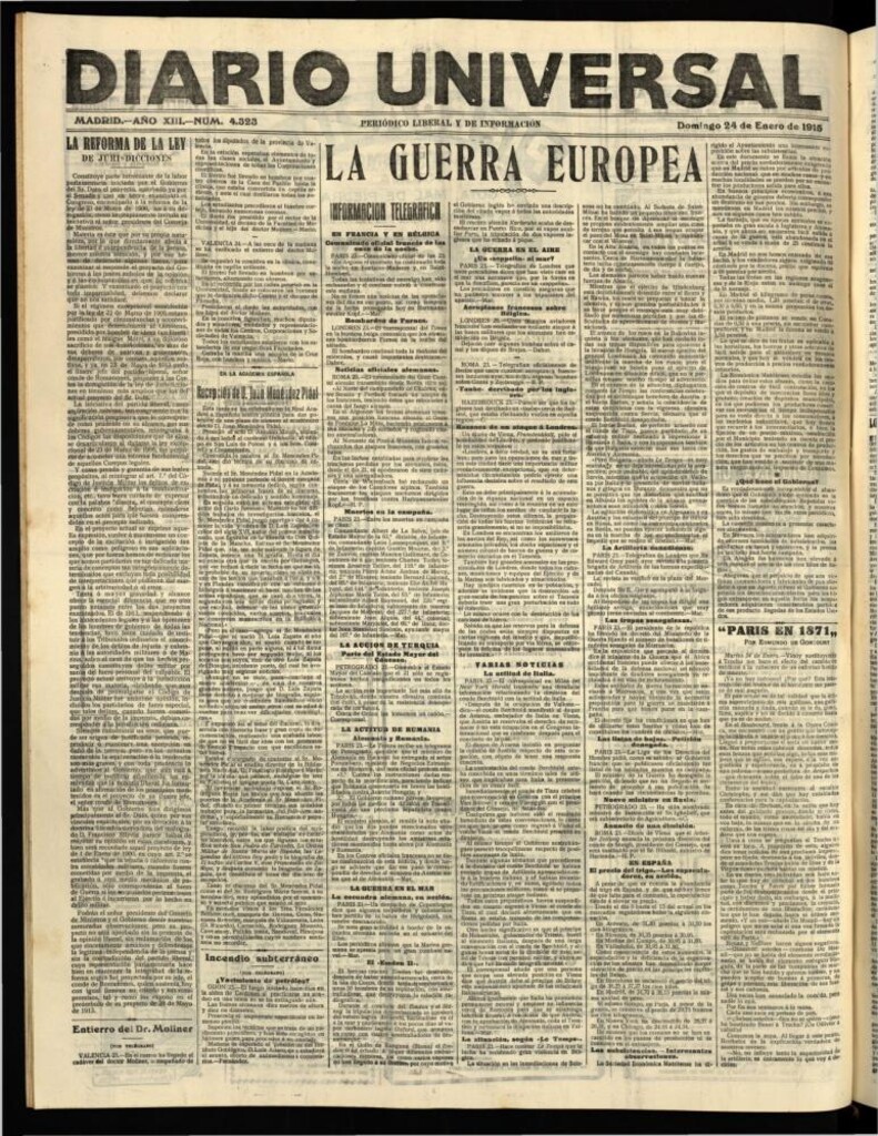 Miniatura de Diario Universal del 24 de enero de 1915