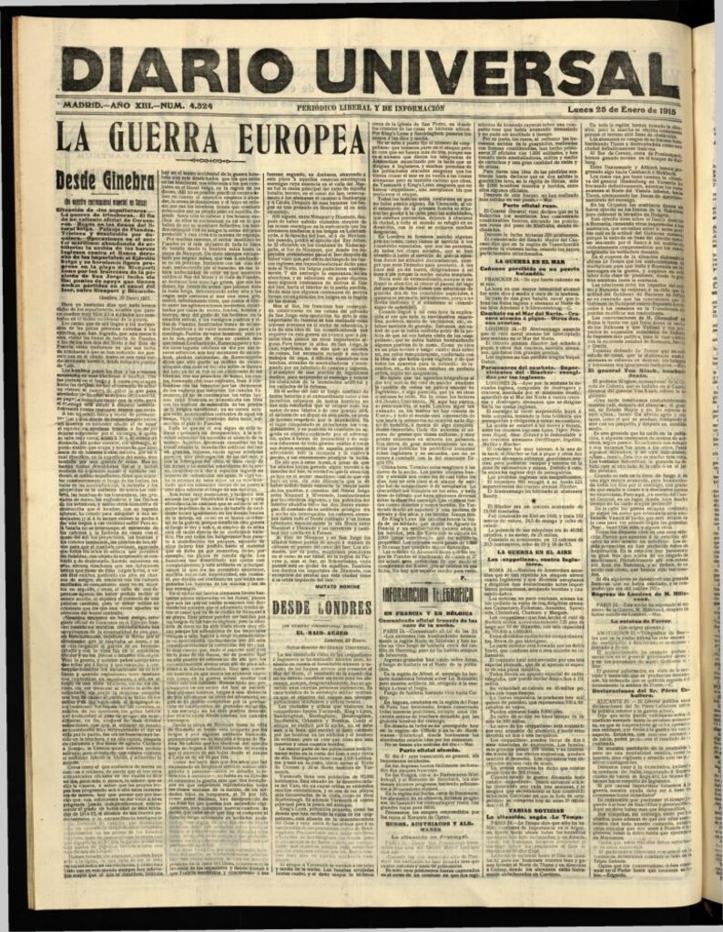 Miniatura de Diario Universal del 25 de enero de 1915