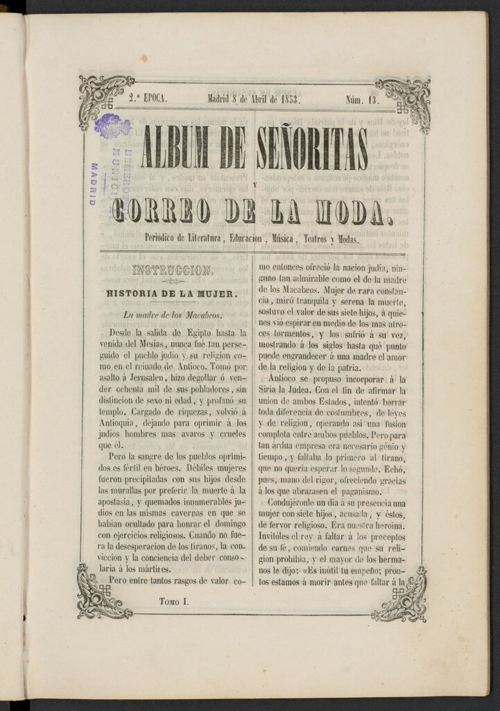 Miniatura de Album de señoritas y correo de la moda del 8 de abril de 1853, nº 13