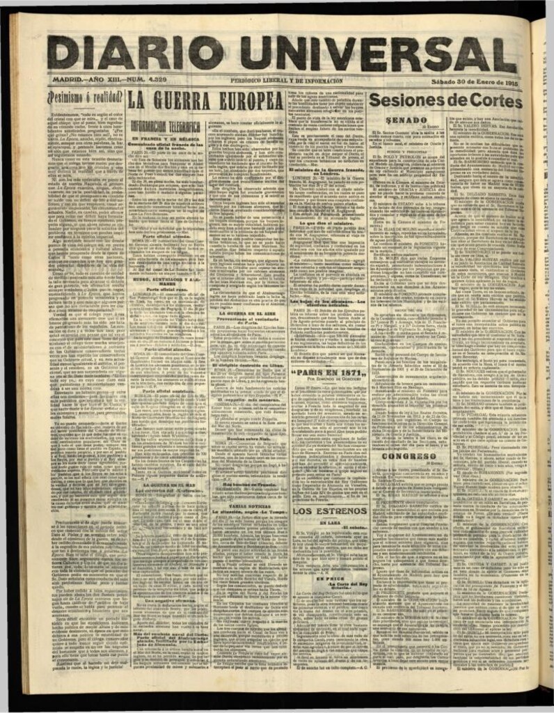 Miniatura de Diario Universal del 30 de enero de 1915