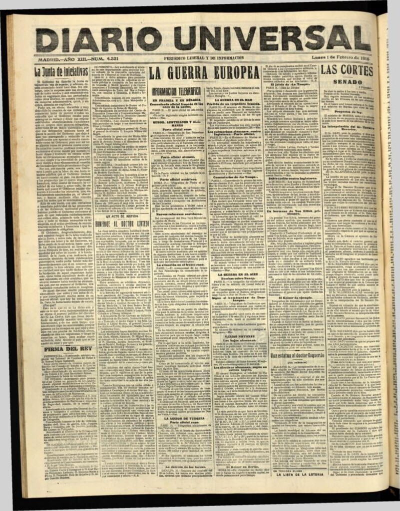 Miniatura de Diario Universal del 1 de febrero de 1915