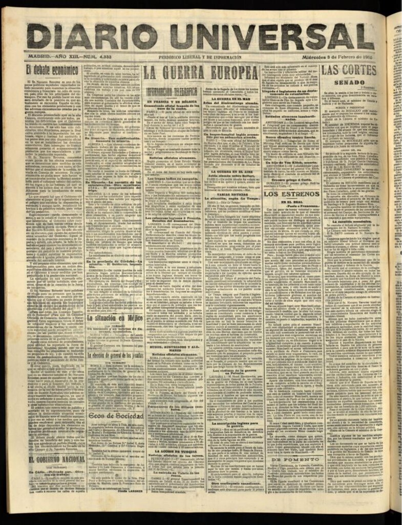 Miniatura de Diario Universal del 3 de febrero de 1915