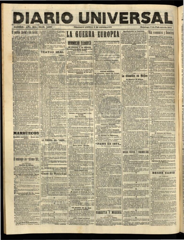 Miniatura de Diario Universal del 7 de febrero de 1915