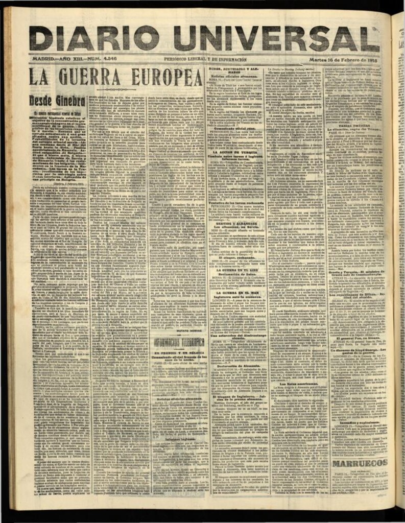 Miniatura de Diario Universal del 16 de febrero de 1915