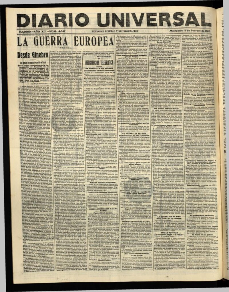 Miniatura de Diario Universal del 17 de febrero de 1915