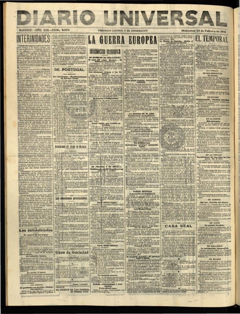 Miniatura de Diario Universal del 24 de febrero de 1915