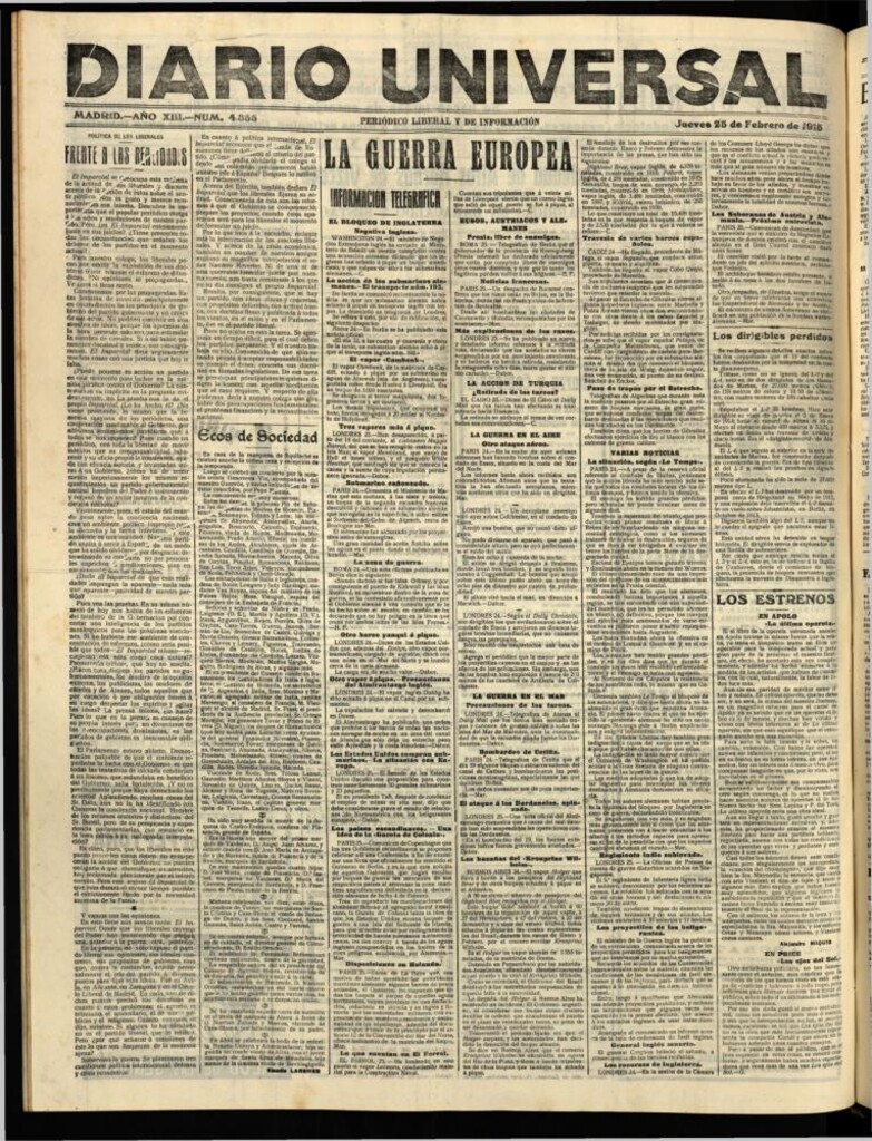 Miniatura de Diario Universal del 25 de febrero de 1915