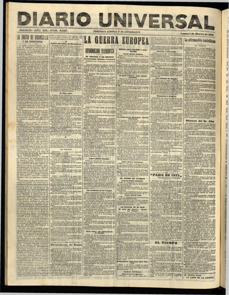 Miniatura de Diario Universal del 1 de marzo de 1915