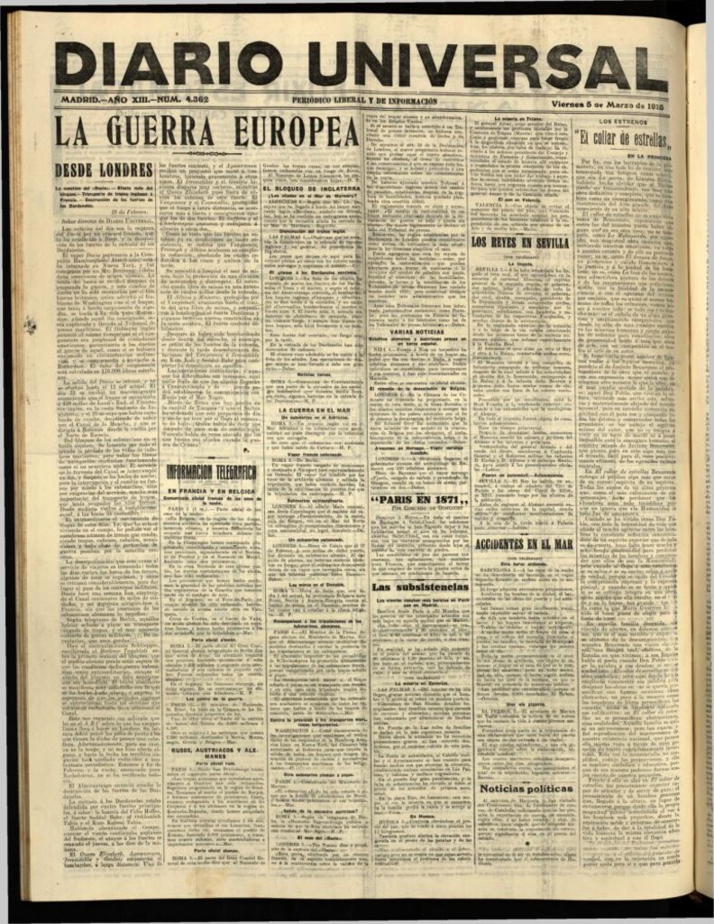 Miniatura de Diario Universal del 5 de marzo de 1915