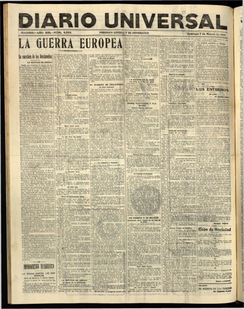 Miniatura de Diario Universal del 7 de marzo de 1915