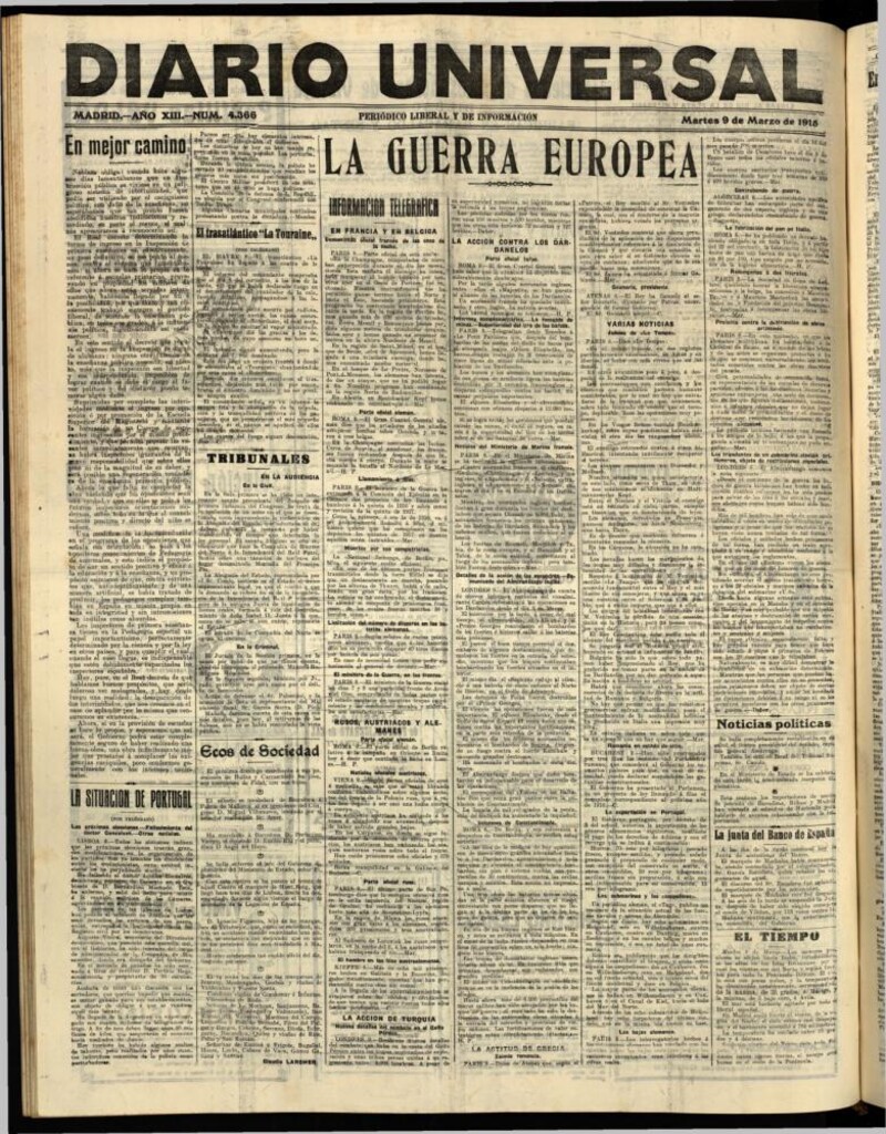Miniatura de Diario Universal del 9 de marzo de 1915