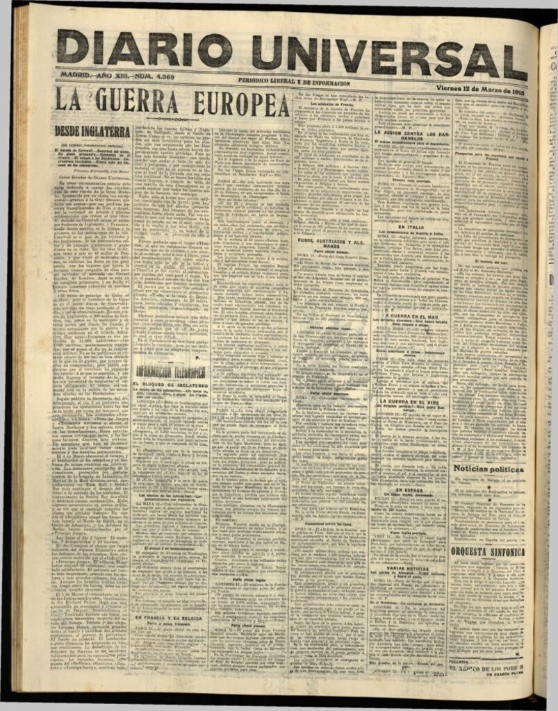 Miniatura de Diario Universal del 12 de marzo de 1915