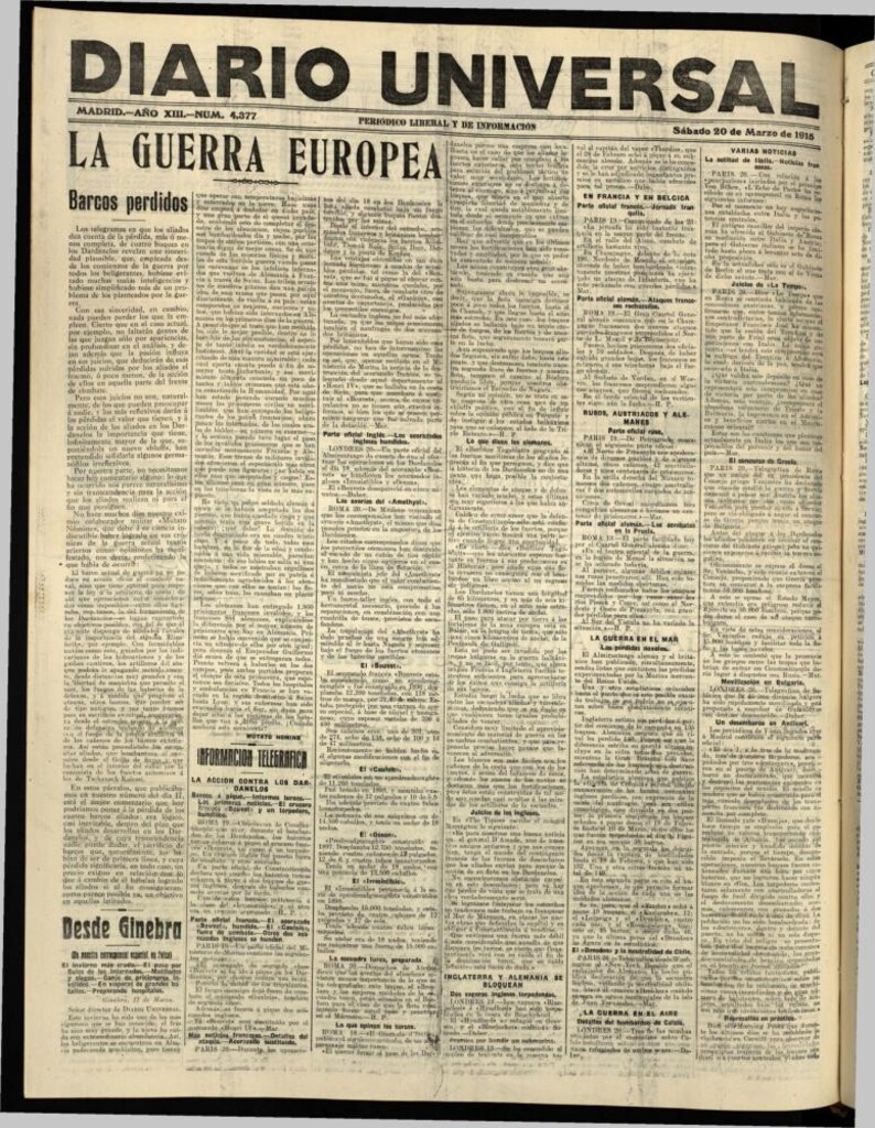 Miniatura de Diario Universal del 20 de marzo de 1915