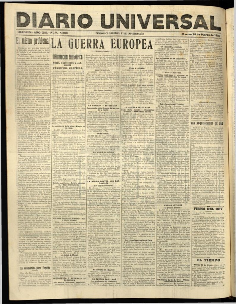 Miniatura de Diario Universal del 23 de marzo de 1915