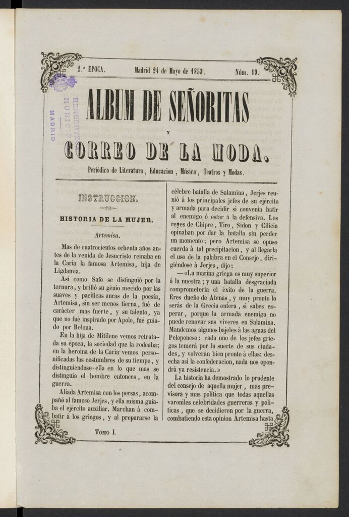 Miniatura de Album de señoritas y correo de la moda del 24 de mayo de 1853, nº 19