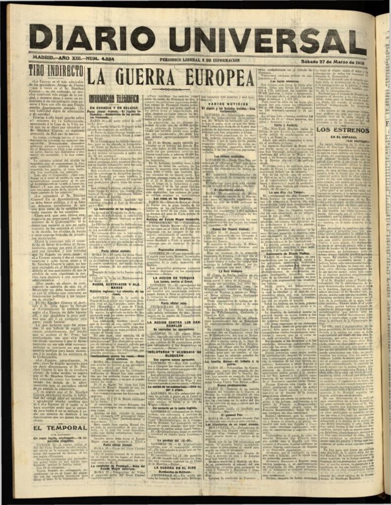 Miniatura de Diario Universal del 27 de marzo de 1915