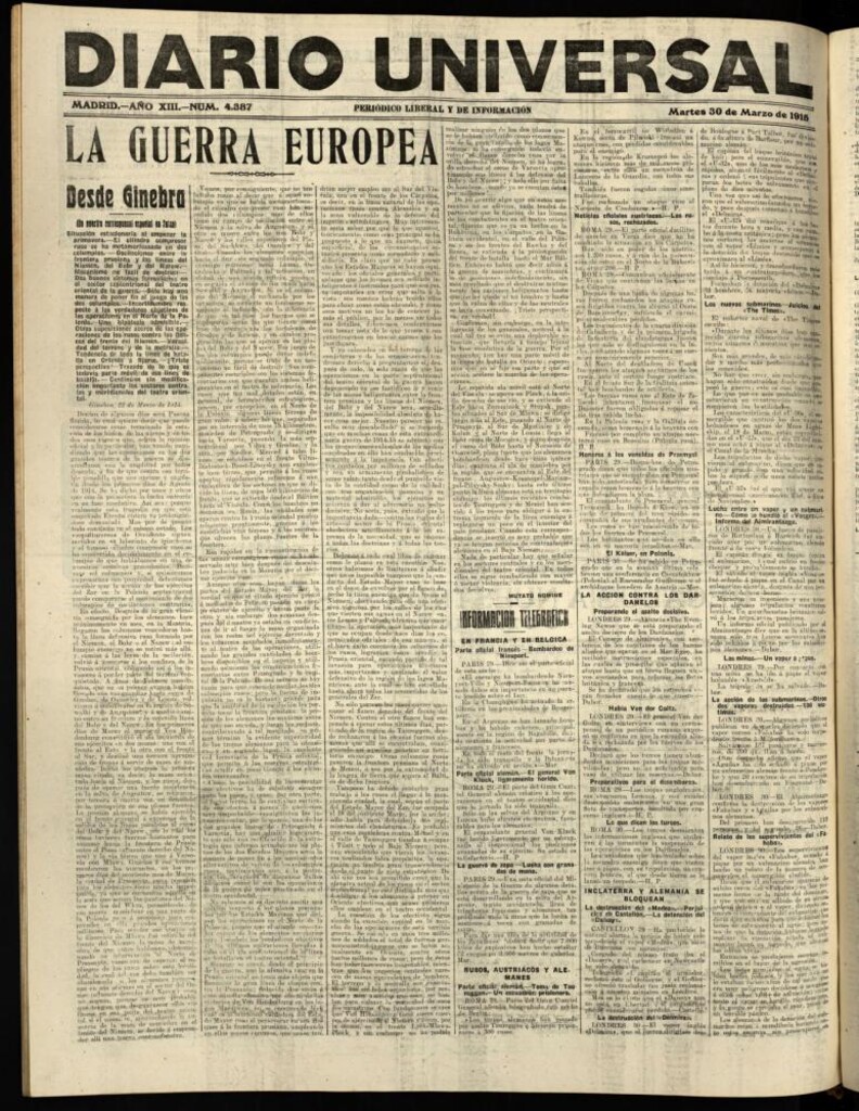 Miniatura de Diario Universal del 30 de marzo de 1915