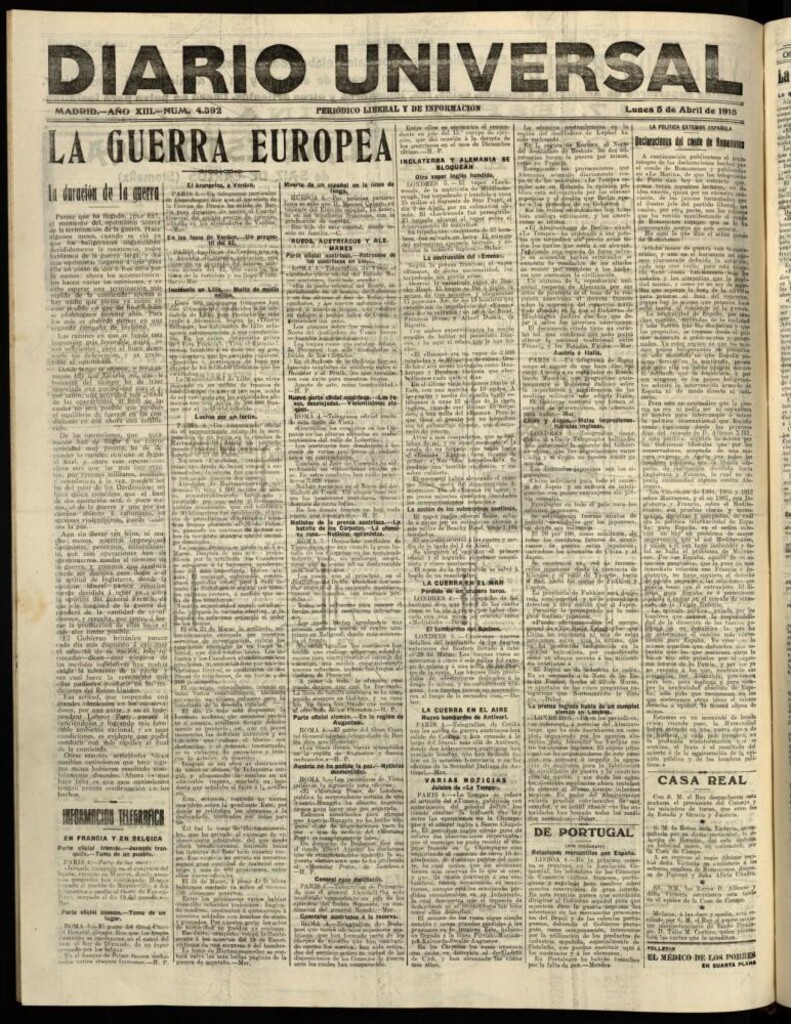 Miniatura de Diario Universal del 5 de abril de 1915