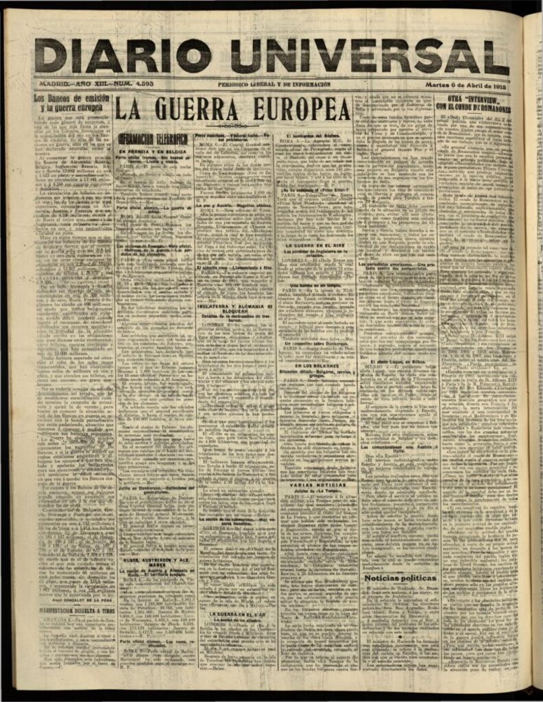 Miniatura de Diario Universal del 6 de abril de 1915