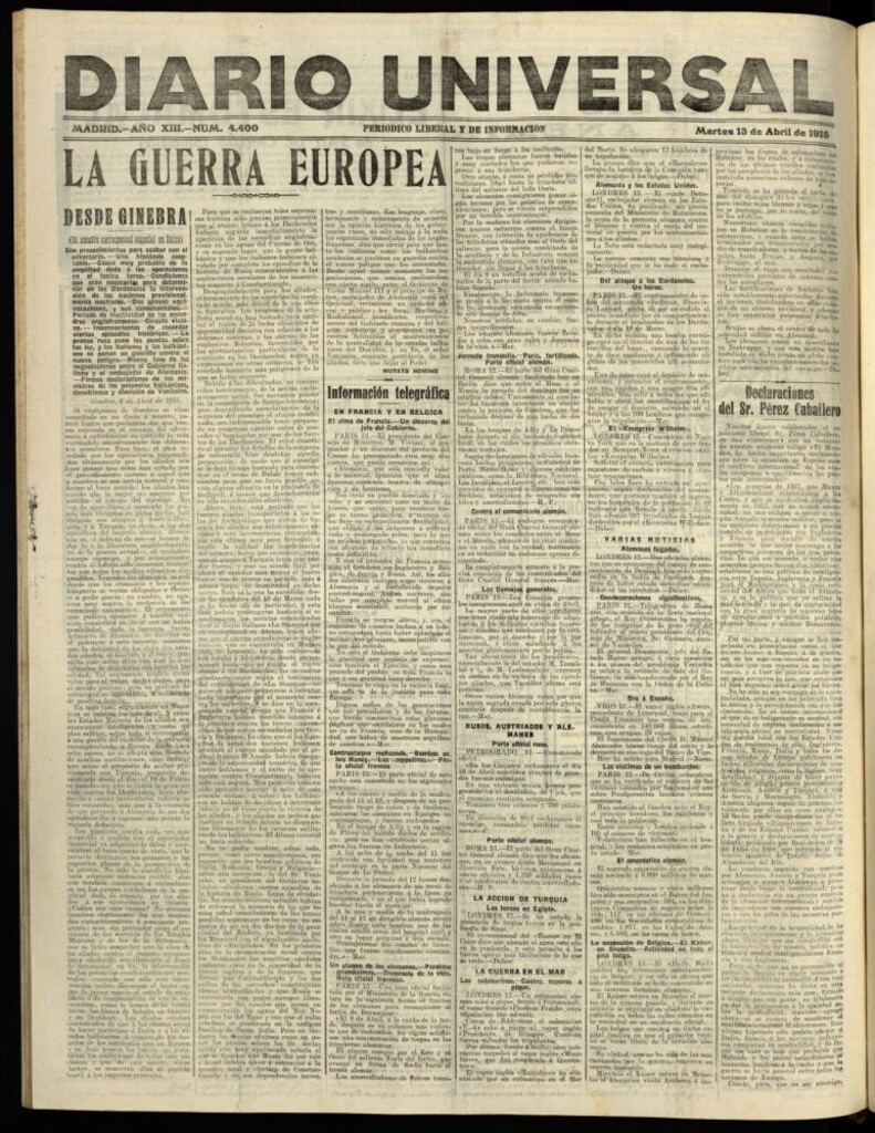 Miniatura de Diario Universal del 13 de abril de 1915