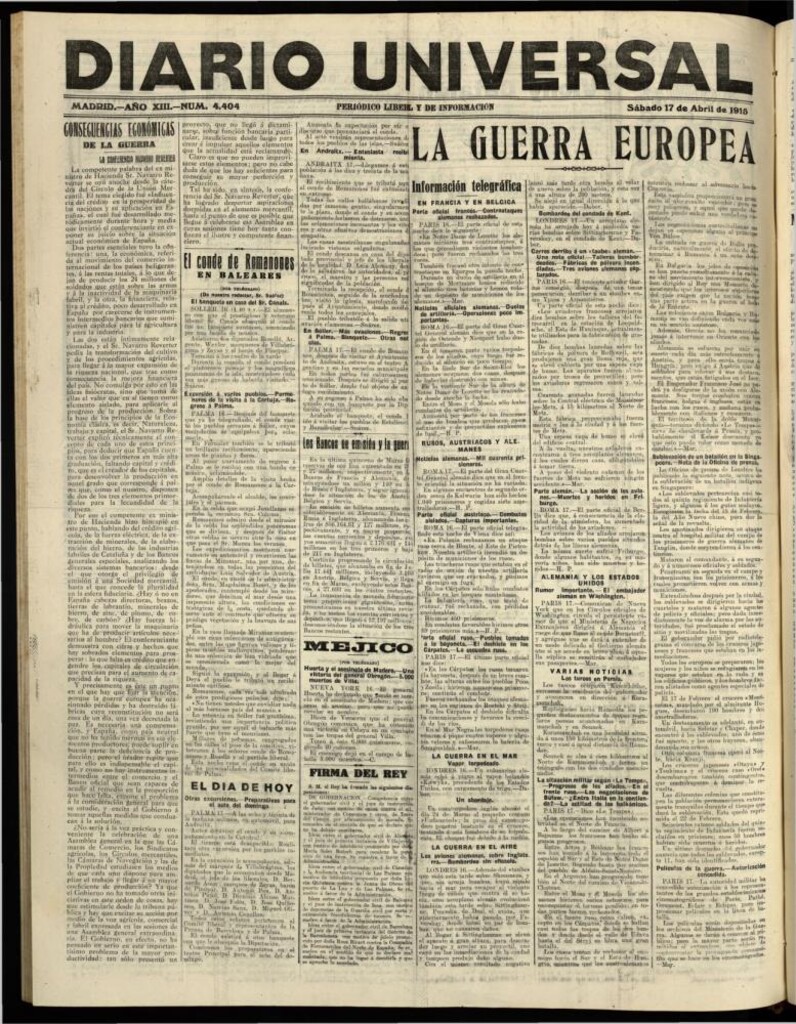 Miniatura de Diario Universal del 17 de abril de 1915