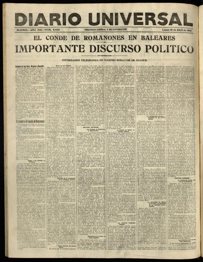 Miniatura de Diario Universal del 19 de abril de 1915