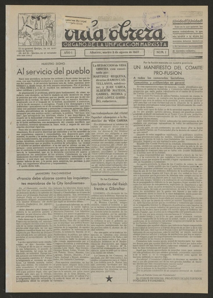 Miniatura de Vida obrera : órgano de la unificación marxista