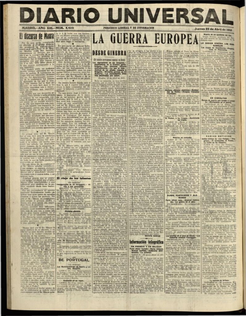 Miniatura de Diario Universal del 22 de abril de 1915