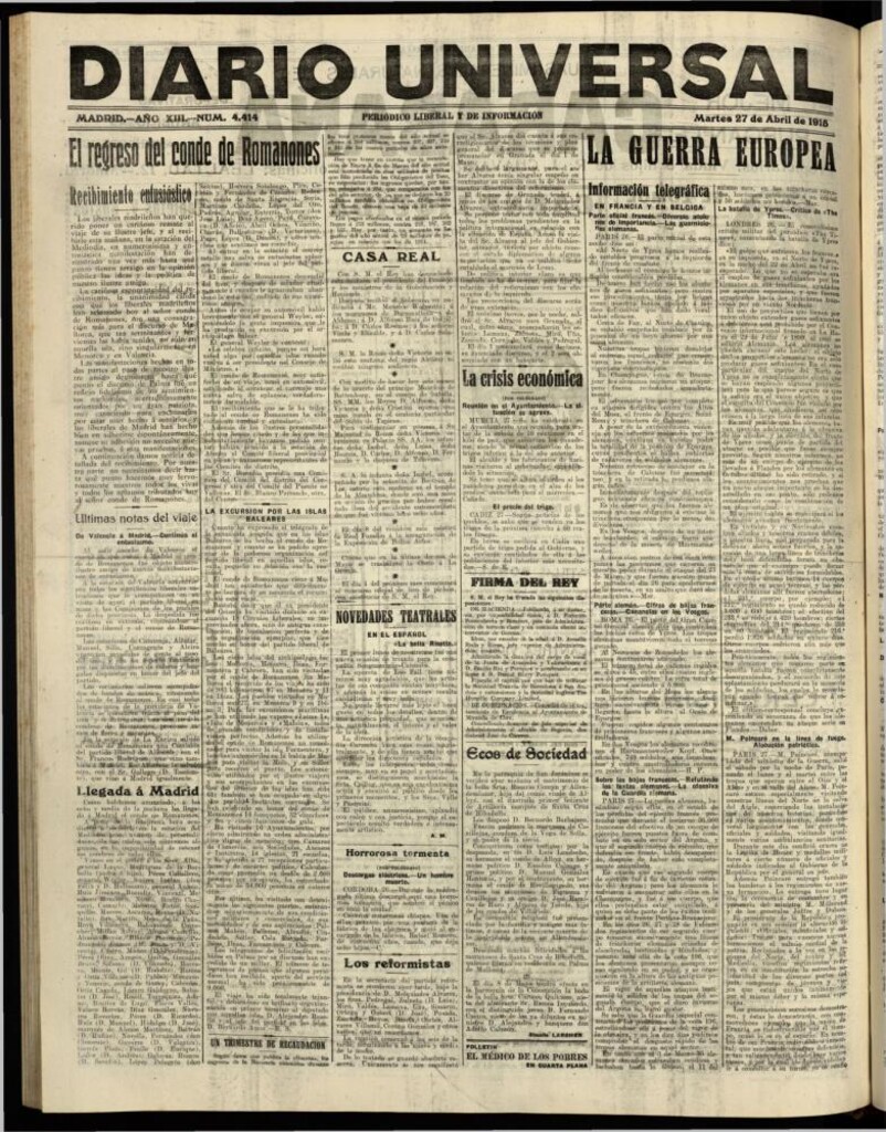 Miniatura de Diario Universal del 27 de abril de 1915