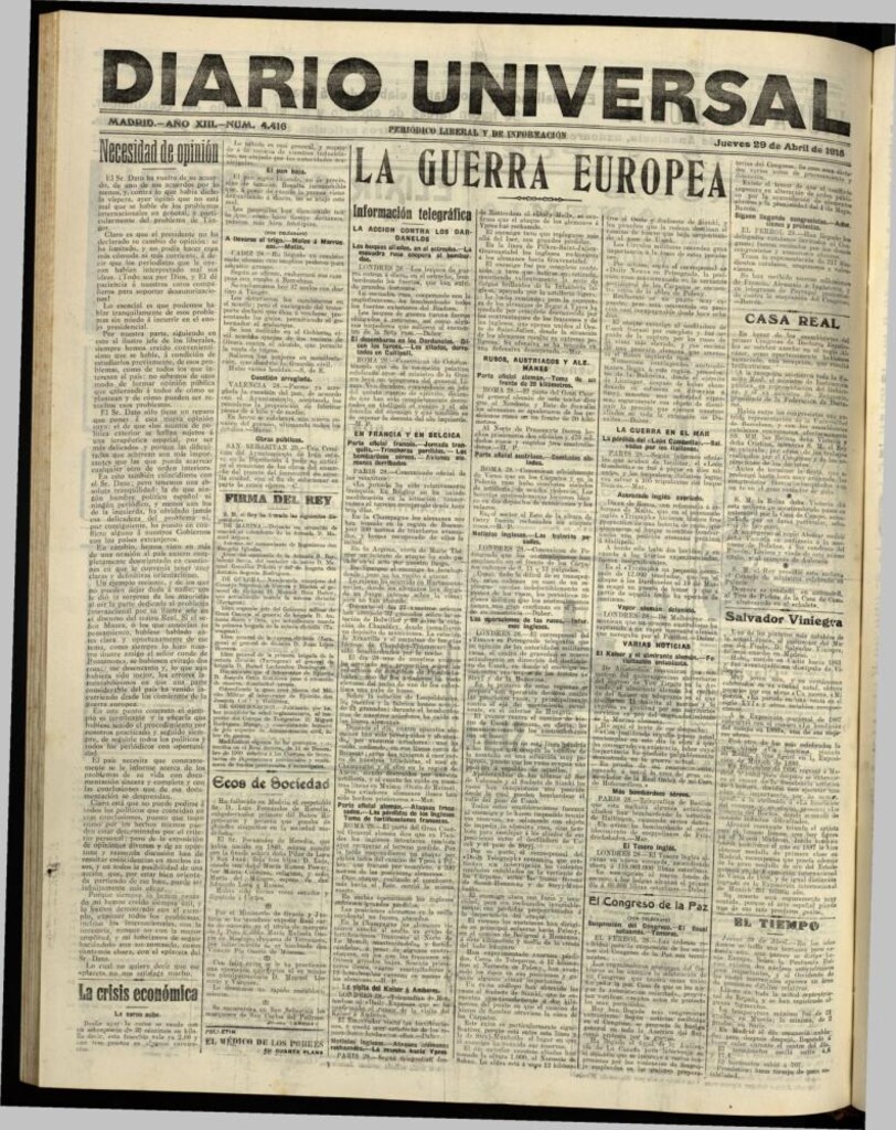 Miniatura de Diario Universal del 29 de abril de 1915