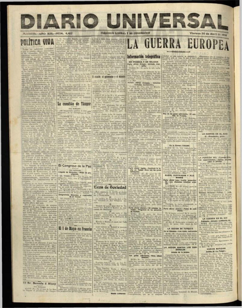 Miniatura de Diario Universal del 30 de abril de 1915