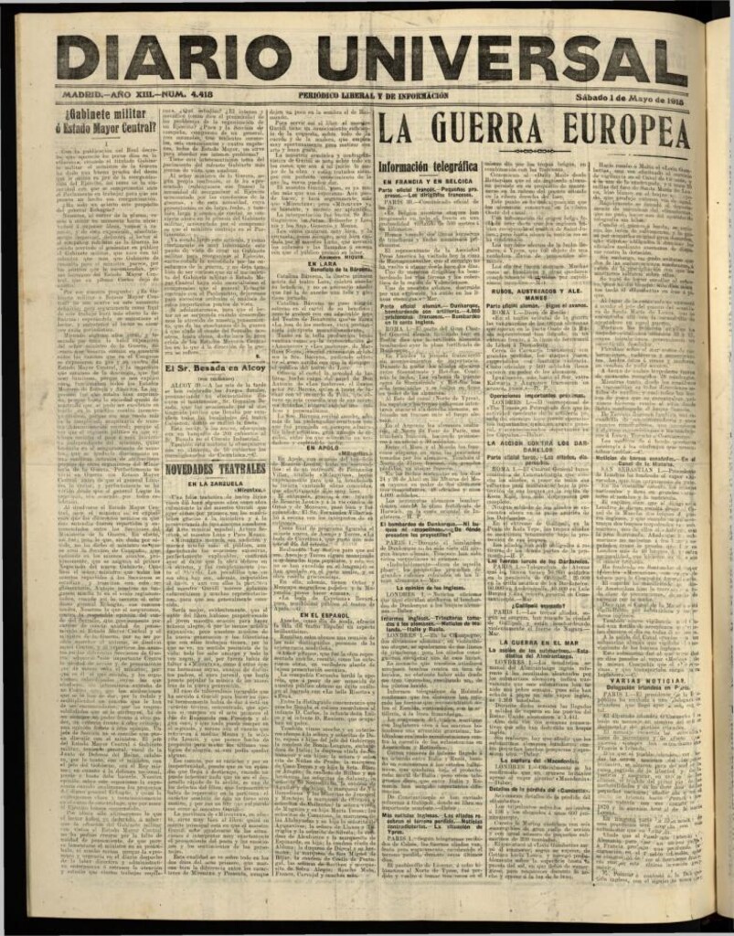 Miniatura de Diario Universal del 1 de mayo de 1915