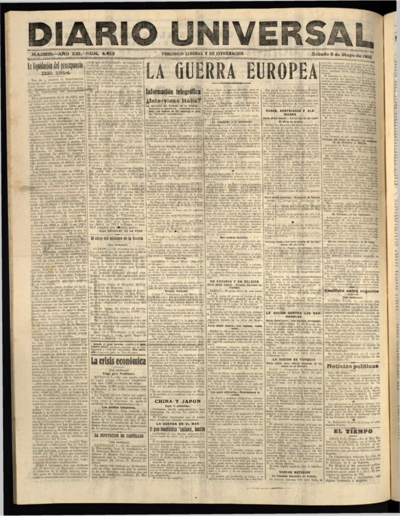 Miniatura de Diario Universal del 8 de mayo de 1915