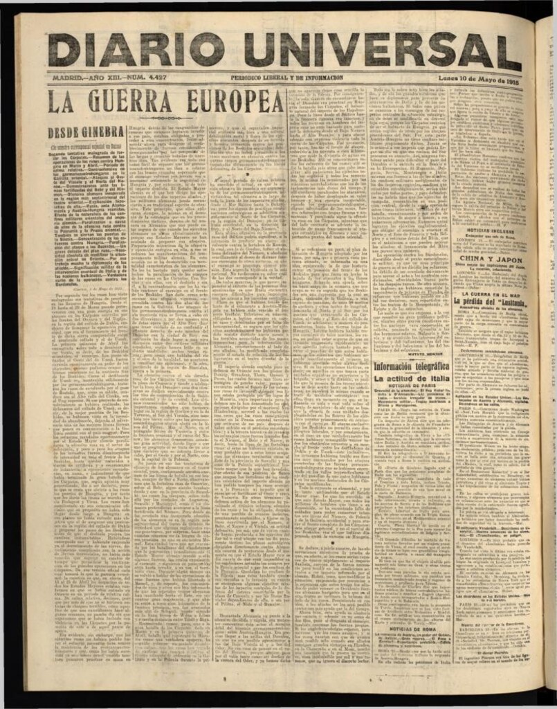 Miniatura de Diario Universal del 10 de mayo de 1915