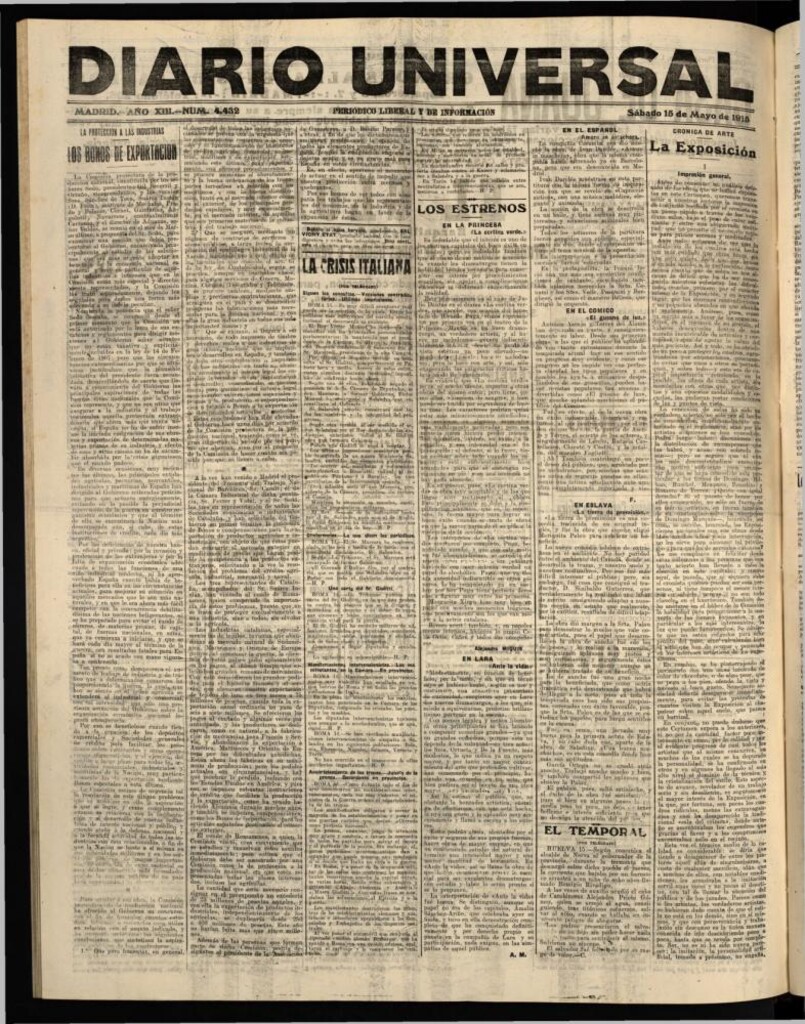 Miniatura de Diario Universal del 15 de mayo de 1915