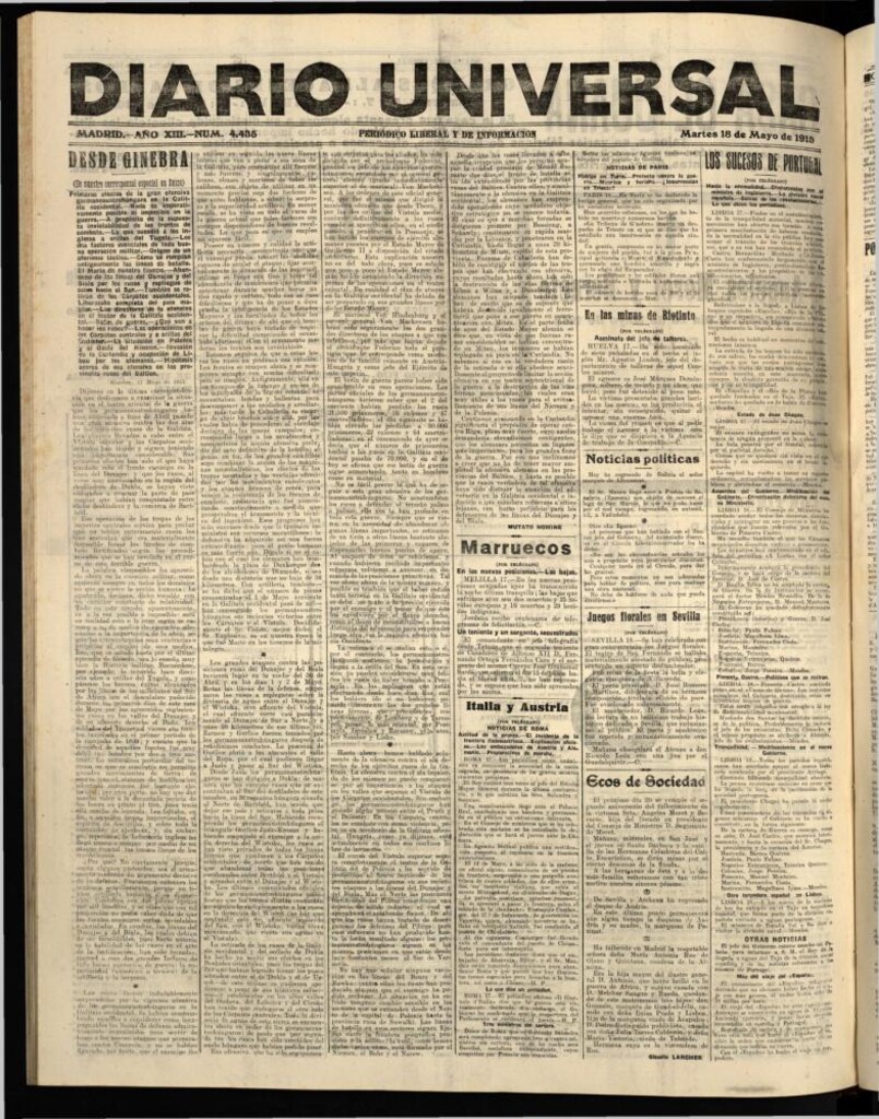 Miniatura de Diario Universal del 18 de mayo de 1915