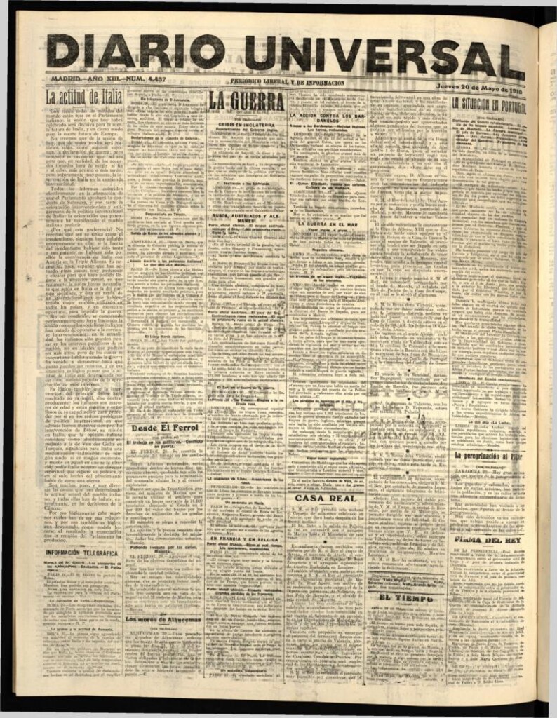 Miniatura de Diario Universal del 20 de mayo de 1915