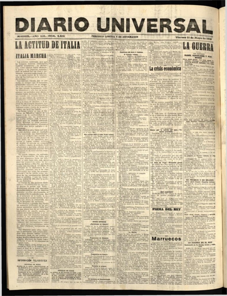 Miniatura de Diario Universal del 21 de mayo de 1915