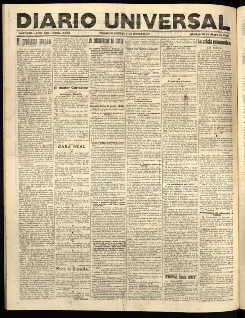 Miniatura de Diario Universal del 25 de mayo de 1915