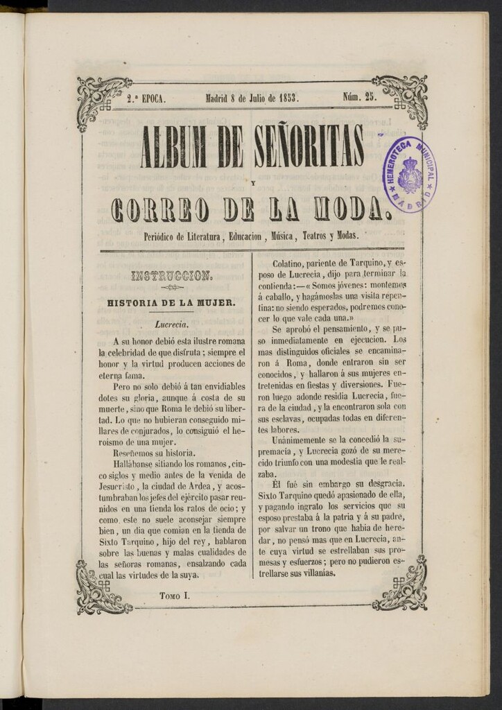 Miniatura de Album de señoritas y correo de la moda del 8 de julio de 1853, nº 25