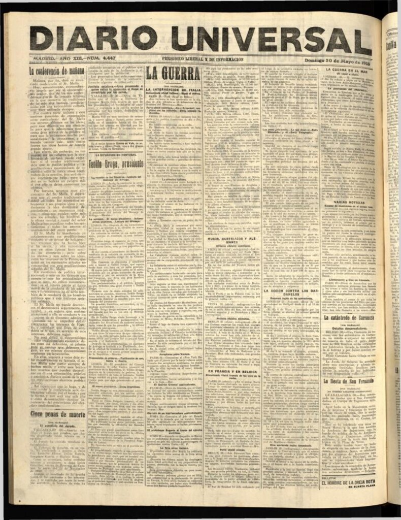 Miniatura de Diario Universal del 30 de mayo de 1915