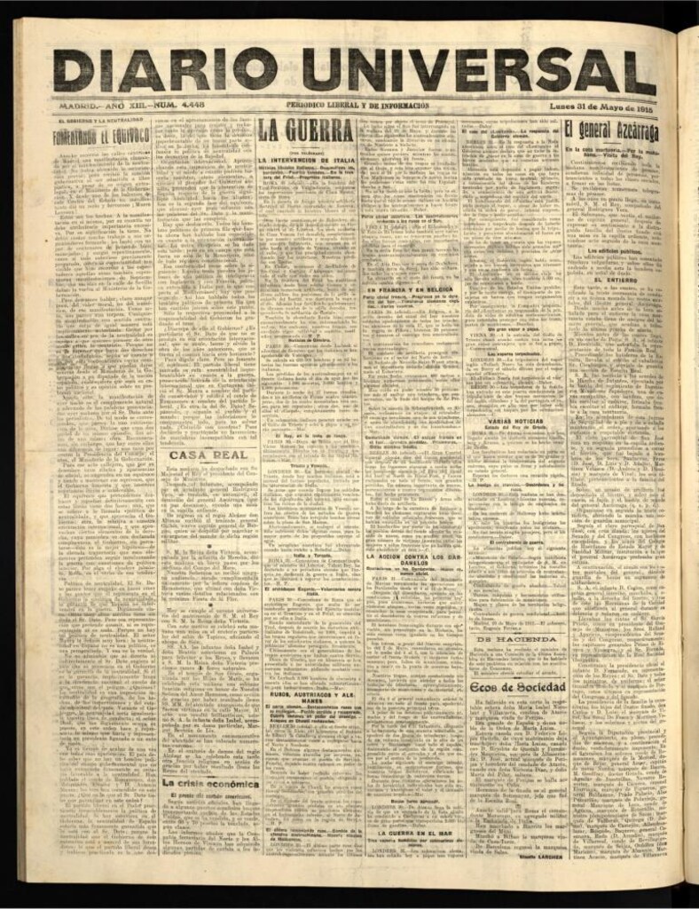 Miniatura de Diario Universal del 31 de mayo de 1915