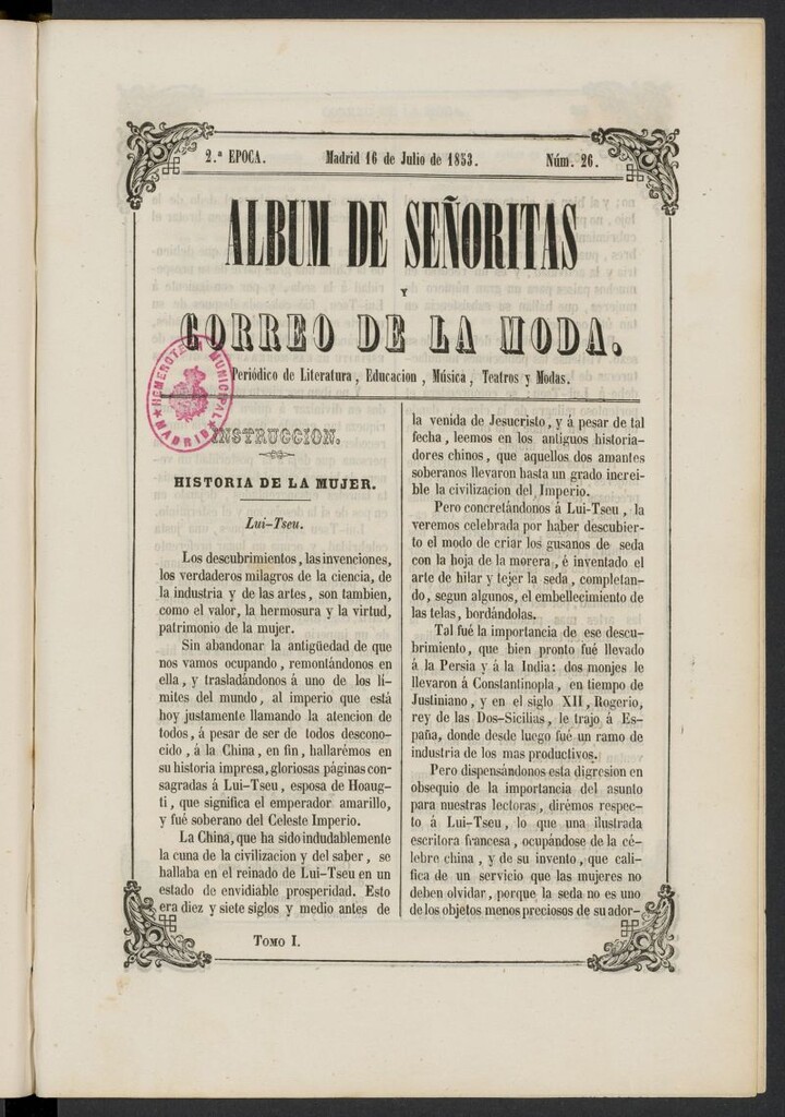 Miniatura de Album de señoritas y correo de la moda del 16 de julio de 1853, nº 26